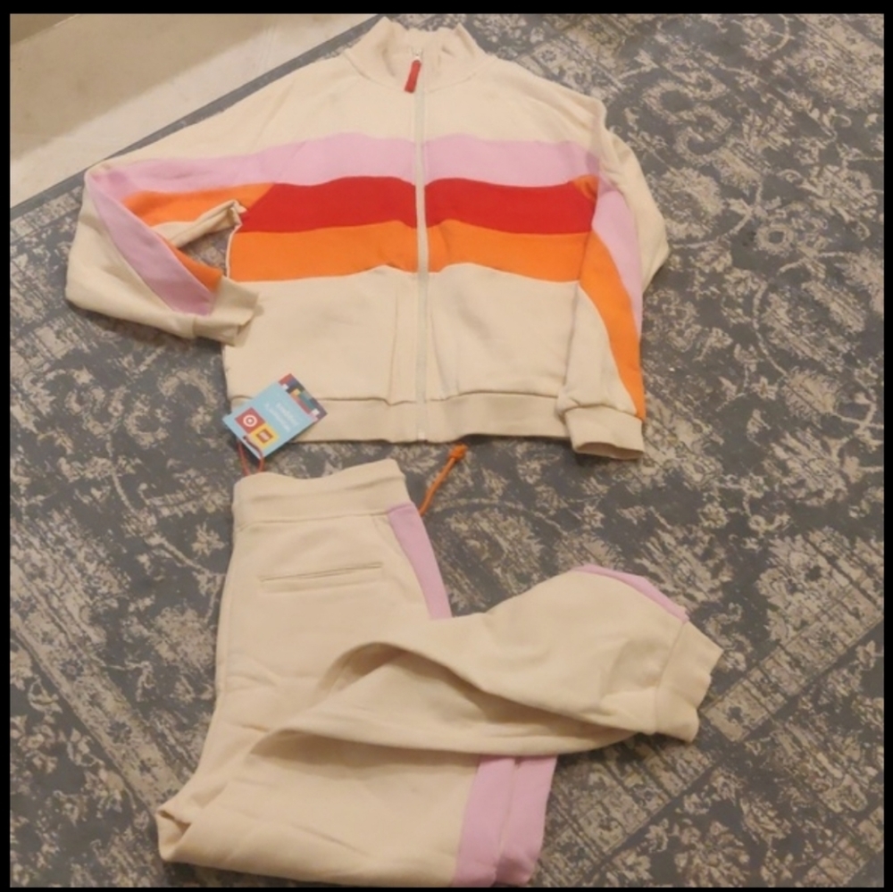 New!Fleece Lego collection Women's track jacket &joggers/sweatpants set RetroY2k